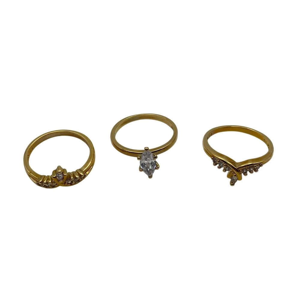 NWT NV Gold Tone 3 Pc Marquise CZ Bridal Ring Set Sz 10 Engagement Enhancers - Picture 4 of 11